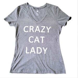 EC "CRAZY CAT LADY" V-NECK SHIRT SZ.M